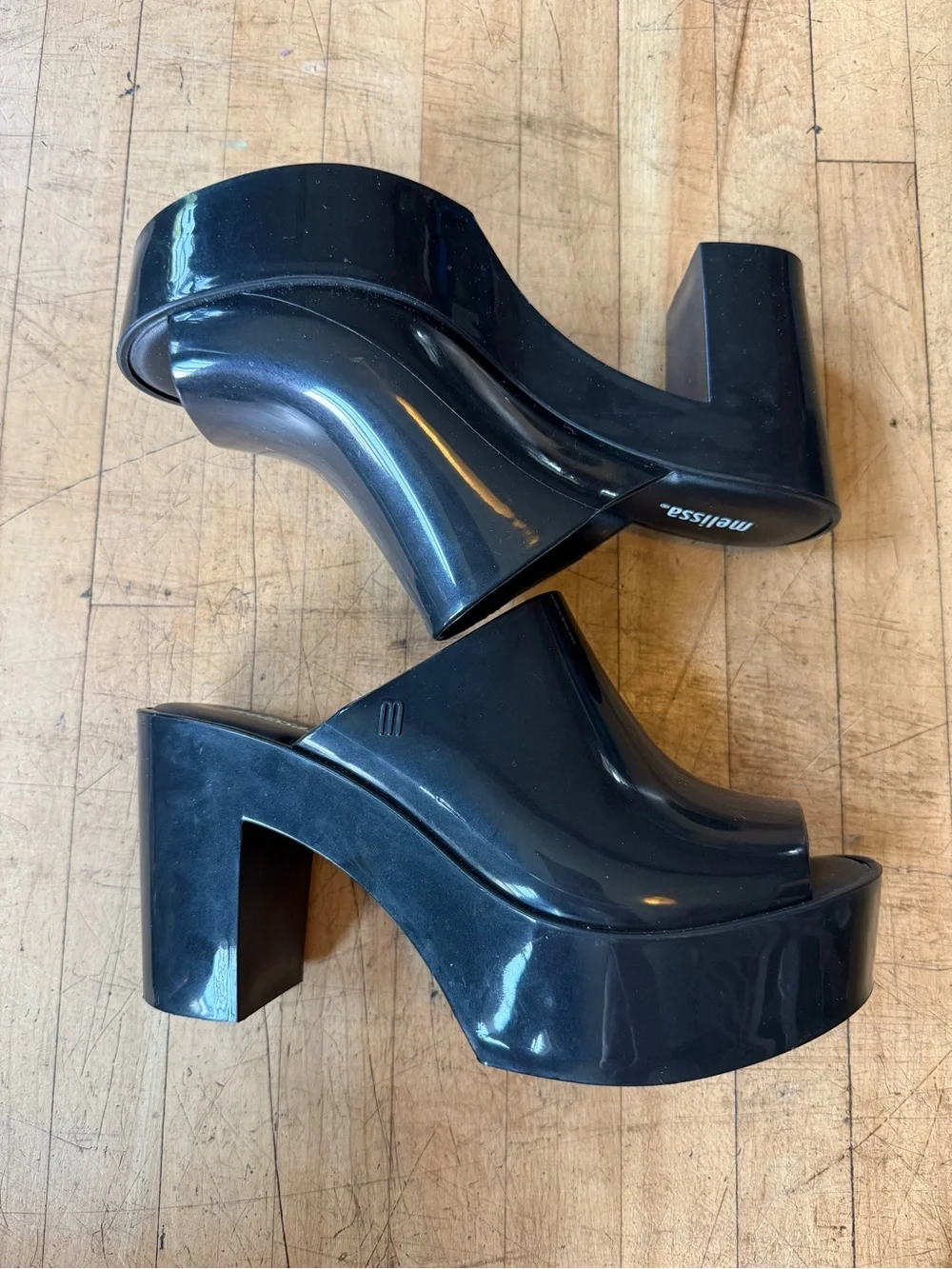 MELISSA Hype Jelly Platform Mules Sandals Heels Chunky Y2K Bratz Black US 6